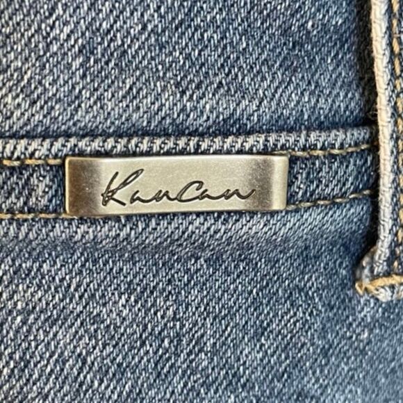 KanCan Signature High Rise Jean Skirt Blue Denim Distressed Mini Raw Hem 23 - Picture 5 of 6